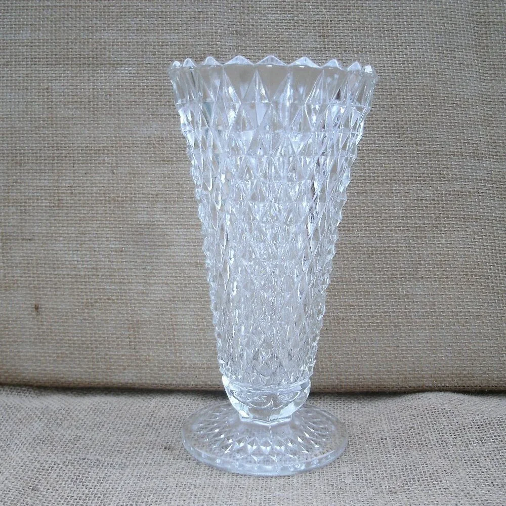 Vintage Indiana Glass Diamond Point Vase